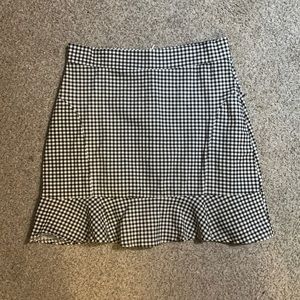 Checked flared pencil skirt